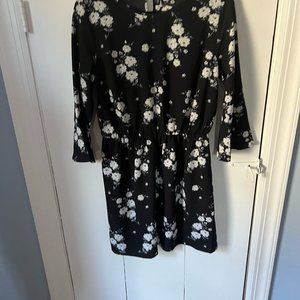 Divided Black Floral Dress, size 12